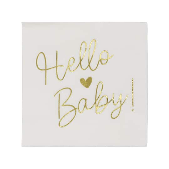 Gold Hello Baby Beverage Napkins, 20ct. by Celebrate It™